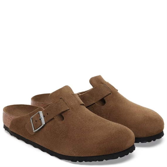 Birkenstock Suede Leather Clogs, Dark Tea Tonal